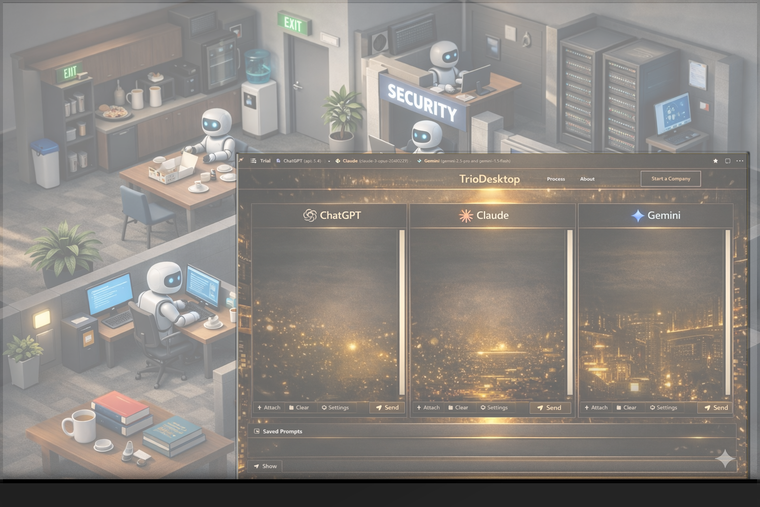 TrioDesktop interface - multi-model AI workspace